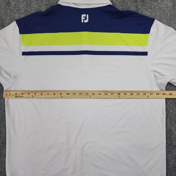 Footjoy Shirt Mens 2XL White Color Striped Polo Performance Golf Glasgow Hills - Picture 4 of 16